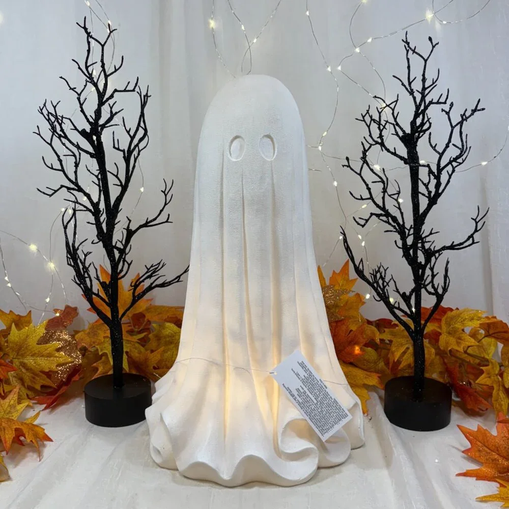 Martha Stewart White Resin LED Cheesecloth Ghost Halloween Decor 18” New